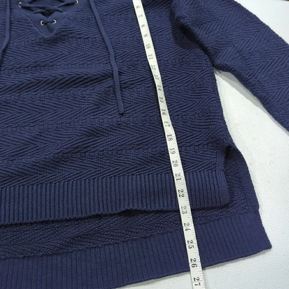 Athleta Womens Sweater Small Blue‎ Sunset Lace Up 596425